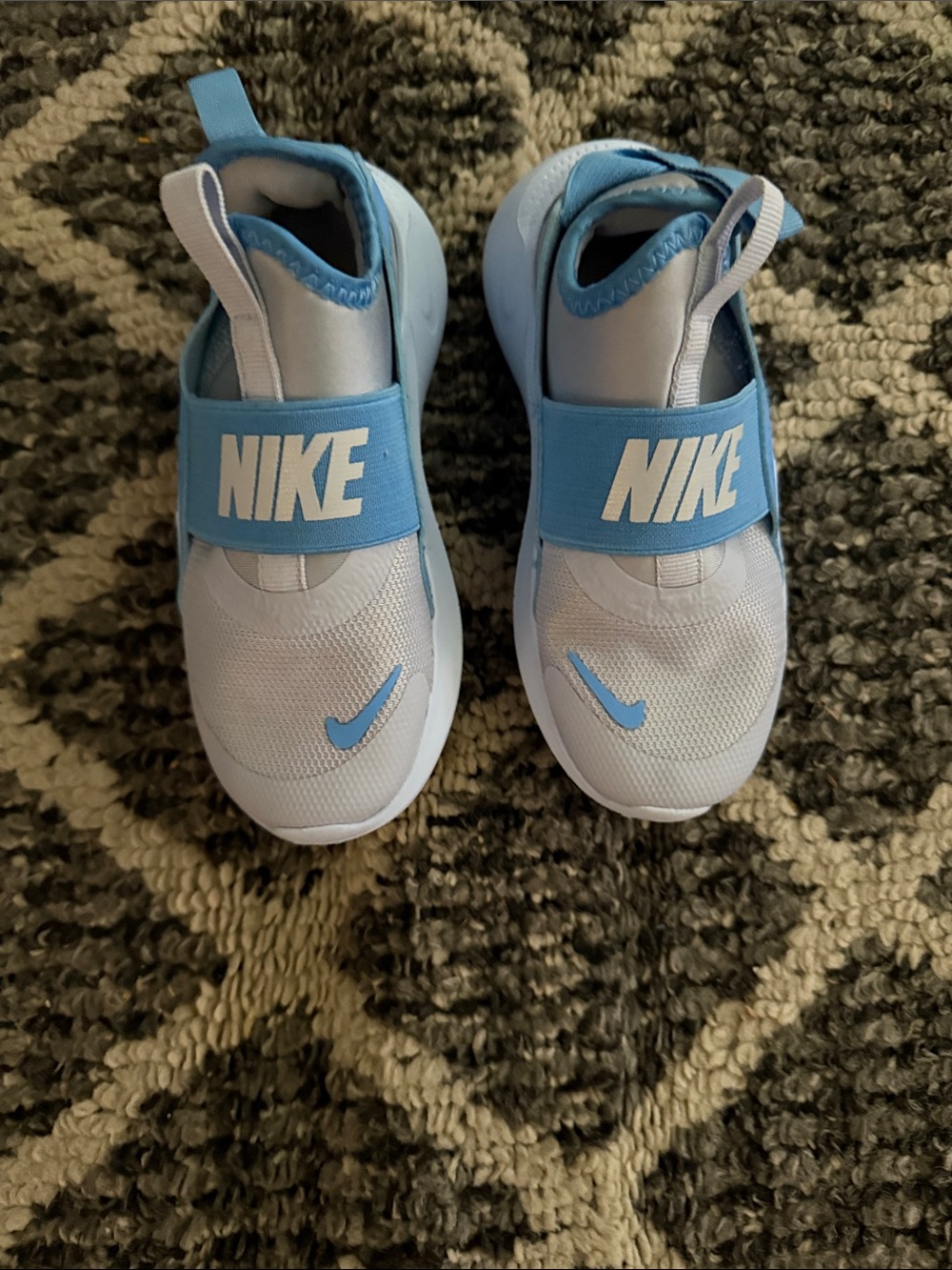 Nike Kids Slip-On Sneakers in White and Light Blue